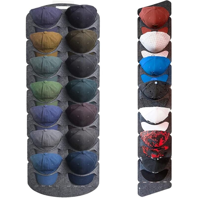 Lunsy - Lot de 2 casquettes de baseball - Pliable - Support mural avec 21 poches, porte arrière - Porte-chapeau - Organisateur de chapeau