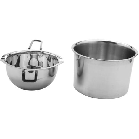 Lot de 2 casseroles à bain-marie en acier inoxydable pour faire fondre chocolat, savon, cire et bougies.