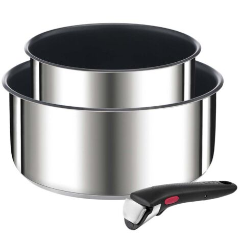 Lot de 2 casseroles inox 16/20cm + poignée - Tefal - L9739202