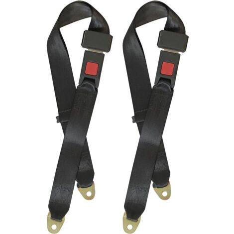 Lot de 2 ceintures de sécurité universelles, ceinture de sécurité réglable à 2 points pour kart, voiturette de golf, noir, 128 cm (50 pouces)
