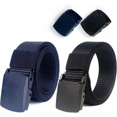 Lot de 2 ceintures tactiques pour hommes, ceinture de ceinture militaire en nylon, 1,5 po, sans boucle en métal