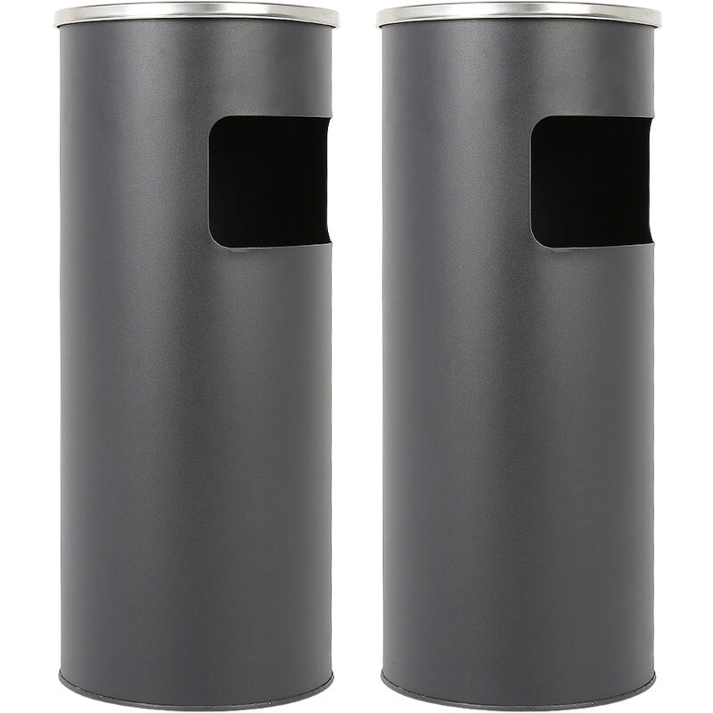 Skecten – Lot de 2 cendriers sur pied en acier inoxydable – Bac intérieur galvanisé 12,3 L – Dimensions 24,5 x 60,5 cm – Pour espaces extérieurs