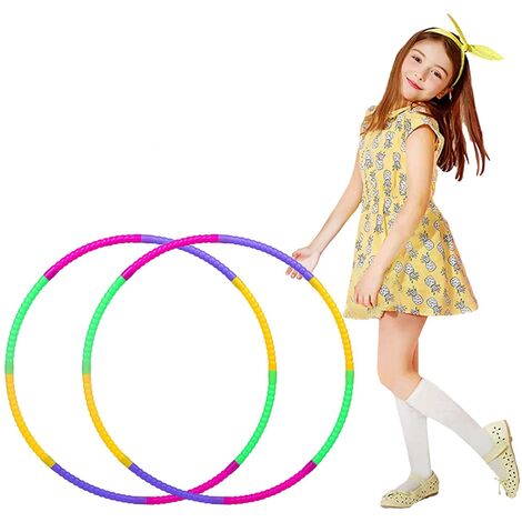 Lot de 2 cerceaux hula hoop, pour enfants, 8 sections démontables, adaptés au Hula Hoop, au fitness intérieur et extérieur, à la gymnastique, à la danse et au yoga