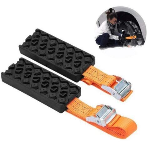 Lot de 2 chaînes à neige – Tapis de traction tout-terrain – Design antidérapant – Matériaux résistants à l'usure – Pour tous types de pneus