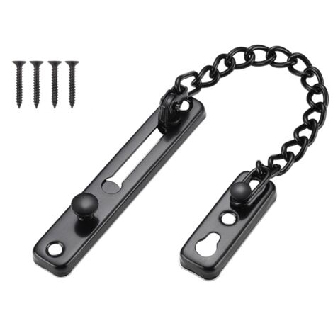 Lot de 2 chaînes de sécurité antivol pour porte coulissante, en acier inoxydable, avec vis de fixation, noir.-AquaForge
