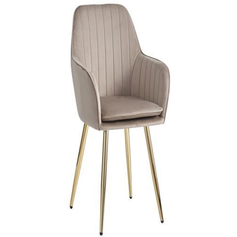 Lot de 2 Chaise canvas en velours pieds gold Taupe