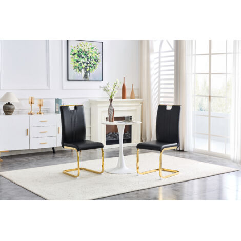 Lot de 2 Chaise de bar  Chaise de bar  Tabouret Haut Noir Polyuréthane 52x40.5x98cm