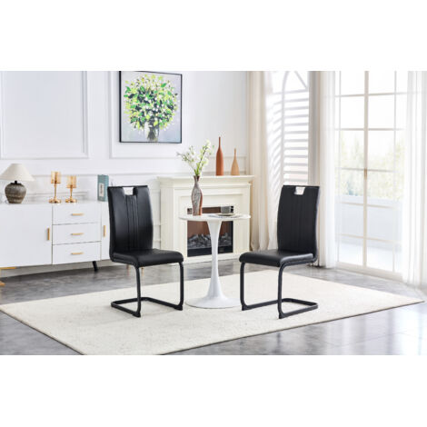 Lot de 2 Chaise de bar  Chaise de bar  Tabouret Haut Noir Polyuréthane 52x40.5x98cm