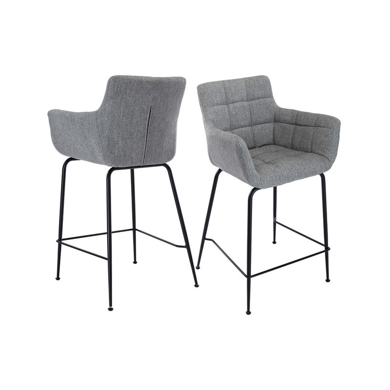Wahson Office Chairs - Tabouret de Bar en Tissu Lot de 2 Chaise de Bar avec Accoudoirs Chaise Haute Cuisine pour Bar et Cuisine, Wahson, Gris