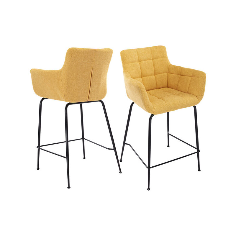 Wahson Office Chairs – Tabouret de bar en tissu – Lot de 2 chaises hautes avec accoudoirs – Dossier ergonomique – Coussin épais – Idéal pour cuisine