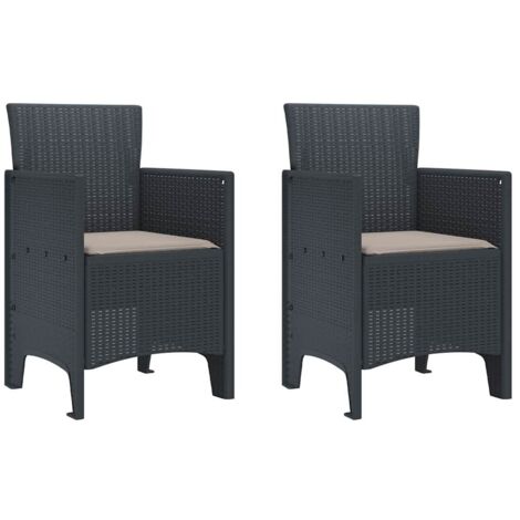 Lot de 2 Chaise de jardin，Chaise d'extérieur Anthracite 53 x 49 x 85 cm PP CFW1104478