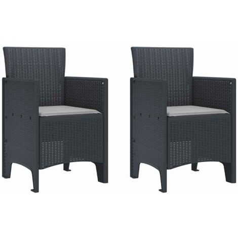 Lot de 2 Chaise de jardin，Chaise d'extérieur Anthracite 53 x 49 x 85 cm PP CFW5393861