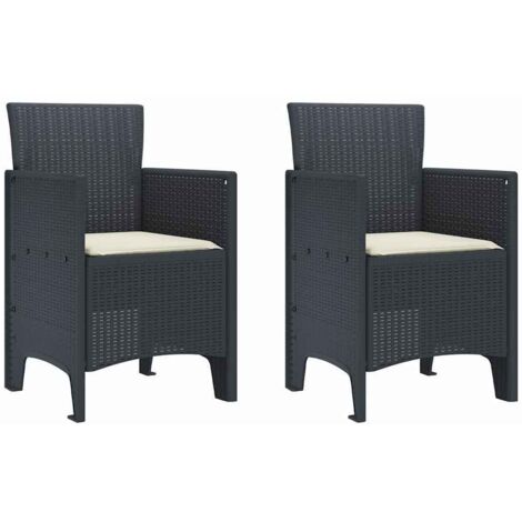 Lot de 2 Chaise de jardin，Chaise d'extérieur Anthracite 53 x 49 x 85 cm PP CFW7132034