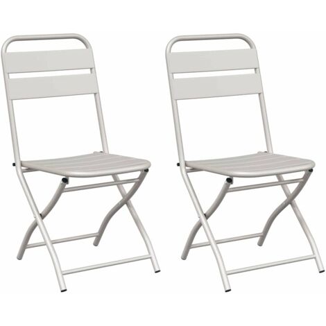 Lot de 2 Chaise de jardin，Chaise d'extérieur pliante Beige 55 x 56,5 x 91cm Acier CFW4561916