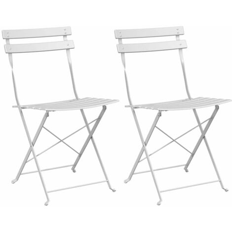 Lot de 2 Chaise de jardin，Chaise d'extérieur pliante Blanc 42 x 46 x 82cm Acier CFW5659802