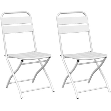 Lot de 2 Chaise de jardin，Chaise d'extérieur pliante Blanc 55 x 56,5 x 91cm Acier CFW5166175