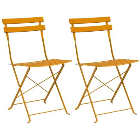 Lot de 2 Chaise de jardin，Chaise d'extérieur pliante Moutarde 42 x 46 x 82cm Acier CFW1987995
