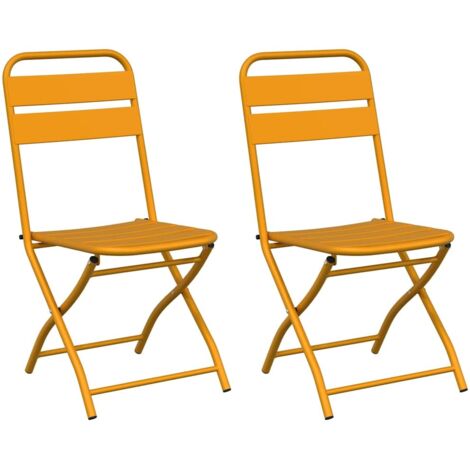Lot de 2 Chaise de jardin，Chaise d'extérieur pliante Moutarde 55 x 56,5 x 91cm Acier CFW6779862