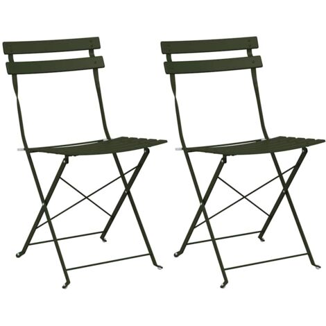 Lot de 2 Chaise de jardin，Chaise d'extérieur pliante Vert 42 x 46 x 82cm Acier CFW5202914