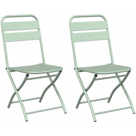 Lot de 2 Chaise de jardin，Chaise d'extérieur pliante Vert 55 x 56,5 x 91cm Acier CFW3575526