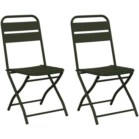 Lot de 2 Chaise de jardin，Chaise d'extérieur pliante Vert 55 x 56,5 x 91cm Acier CFW5822000