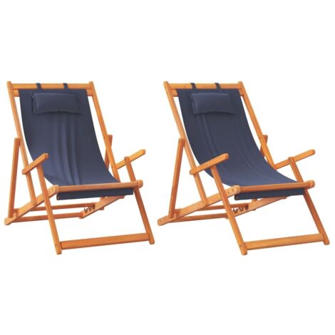 Lot de 2 Chaise de jardin,Chaises de plage pliables bleu tissu CFW1320333
