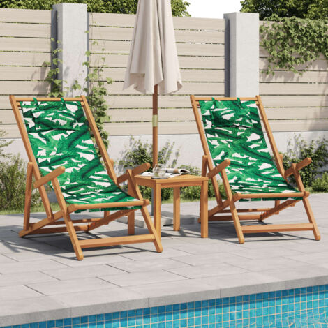 Lot de 2 Chaise de jardin,Chaises de plage pliantes tissu et bois massif CFW7337871