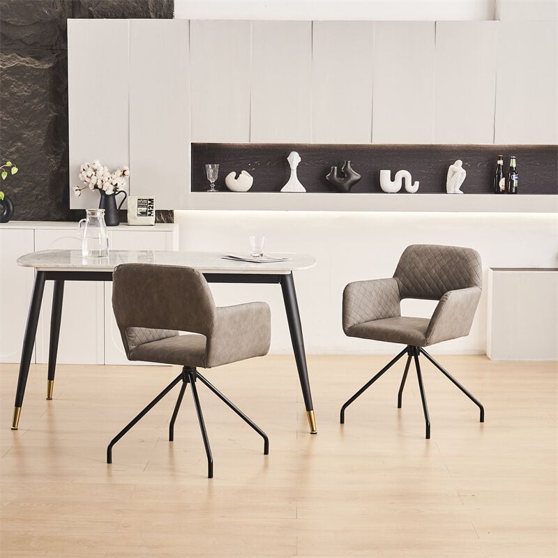 Fortuna Lai - Lot de 2 chaise de maquillage, en simili cuir pour un entretien plus facile, pour le salon et la chambre, 56x58x80cm, Gris ciment