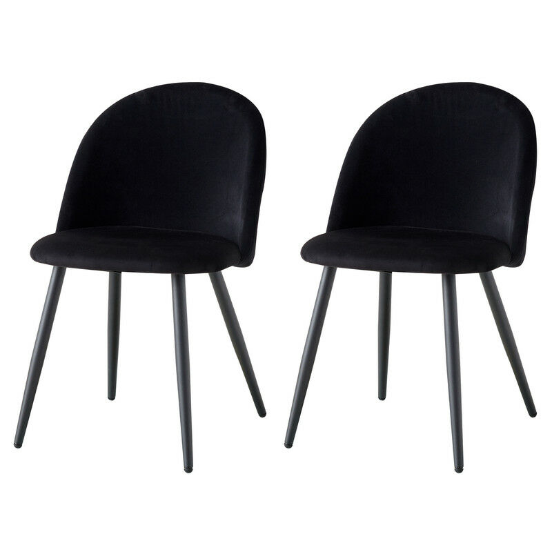 Wokaka - Lot de 2 Chaise de salle à manger en velours Chaise de salon Coussins Doux en Velours Assise(noir)