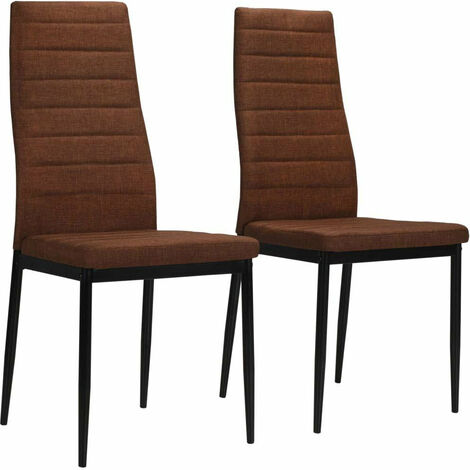 Lot de 2 chaise de salle à manger salon entrée classique tissu marron - Marron