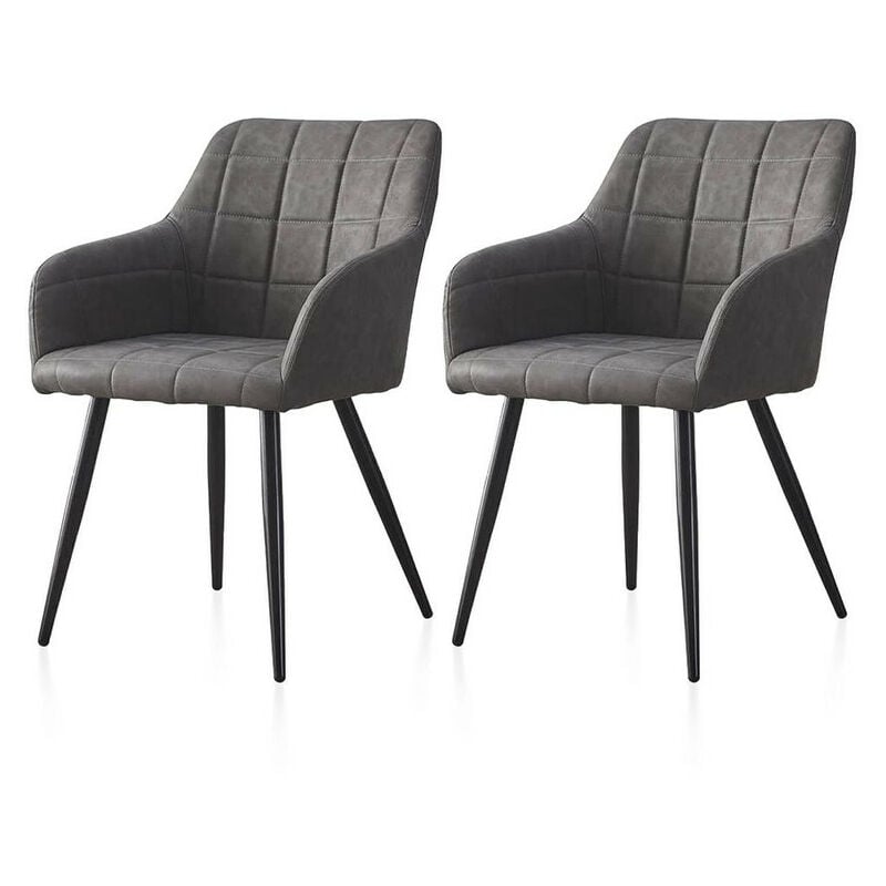 Clipop - Lot de 2 Chaise de Salle à Manger Chaise de Cuisine rembourrée en métal Pied, Faux Cuir Chaises, Gris clair