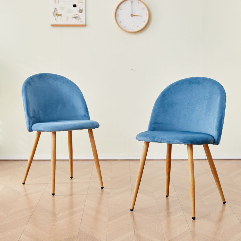 Wokaka - Lot de 2 Chaise de salle à manger en velours Chaise de salon Coussins Doux en Velours Assise (bleu)