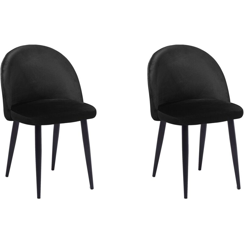 Set 2 Chaises Tapissées en Velours Noir de Qualité Confort d'Assise Optimal et Élégance pour Salle à Manger Rétro Glamour Beliani