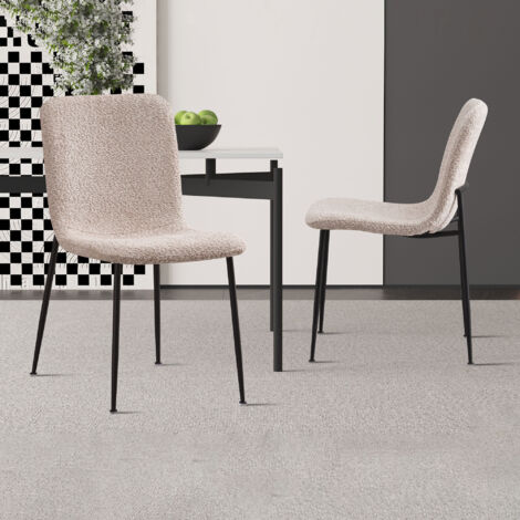 Lot de 2 chaises 42x57x81,5 cm en tissu bouclette beige - ALYSE