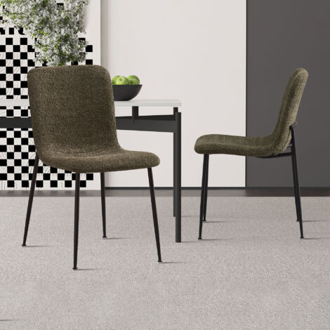 Lot de 2 chaises 42x57x81,5 cm en tissu bouclette vert kaki - ALYSE