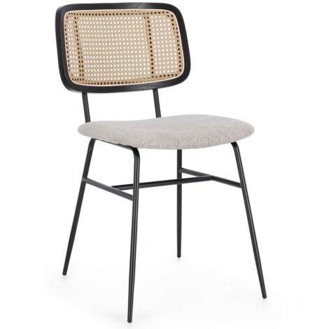 Lot de 2 chaises 45x59x80,5 cm en tissu écru et métal noir