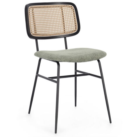 Lot de 2 chaises 45x59x80,5 cm en tissu vert et métal noir