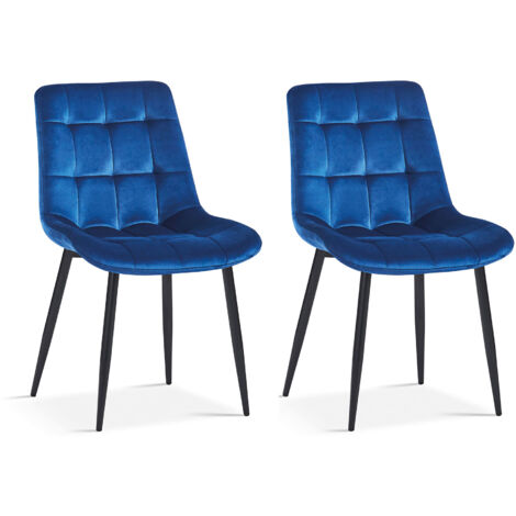 Lot de 2 chaises 50x59x82 cm en velours bleu roi - JUZO