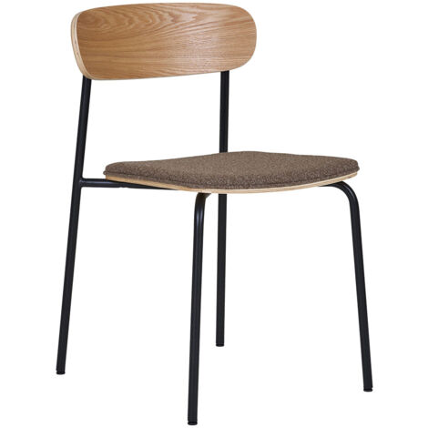 Lot de 2 chaises 51x47x77 cm en tissu marron et naturel