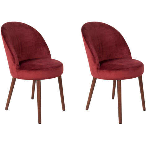 Lot de 2 chaises 51x59x85,5 en velours rouge - BARBARA