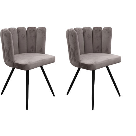 Lot de 2 chaises 52,5x50,5x80 cm en velours gris - HARY