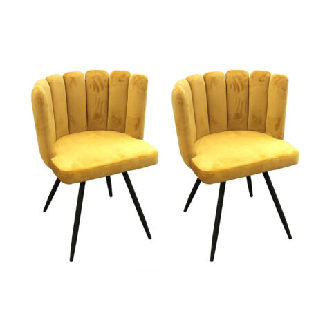 Lot de 2 chaises 52,5x50,5x80 cm en velours jaune - HARY