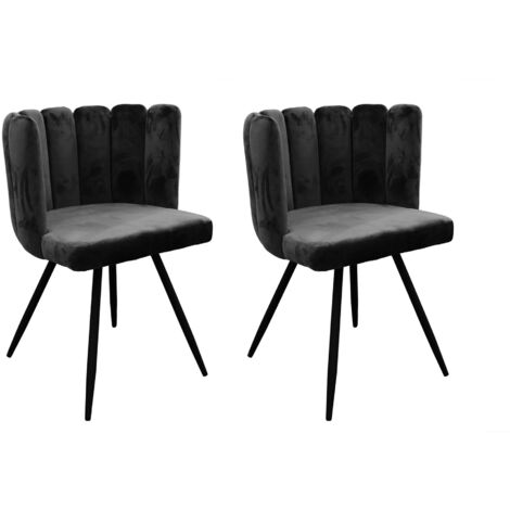 Lot de 2 chaises 52,5x50,5x80 cm en velours noir - HARY