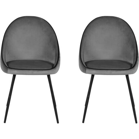 Lot de 2 chaises 52x52x82 cm en tissu velours gris - ABAYA