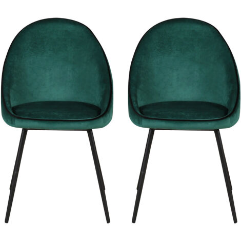 Lot de 2 chaises 52x52x82 cm en tissu velours vert - ABAYA