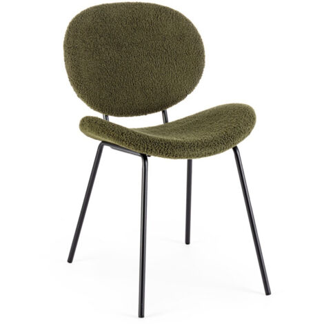 Lot de 2 chaises 52x59,5x79,5 cm en tissu bouclette vert foncé