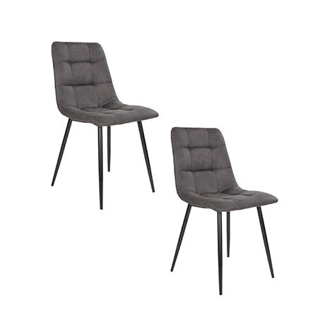 Lot de 2 chaises 55x44x86 cm en tissu gris - GELLER