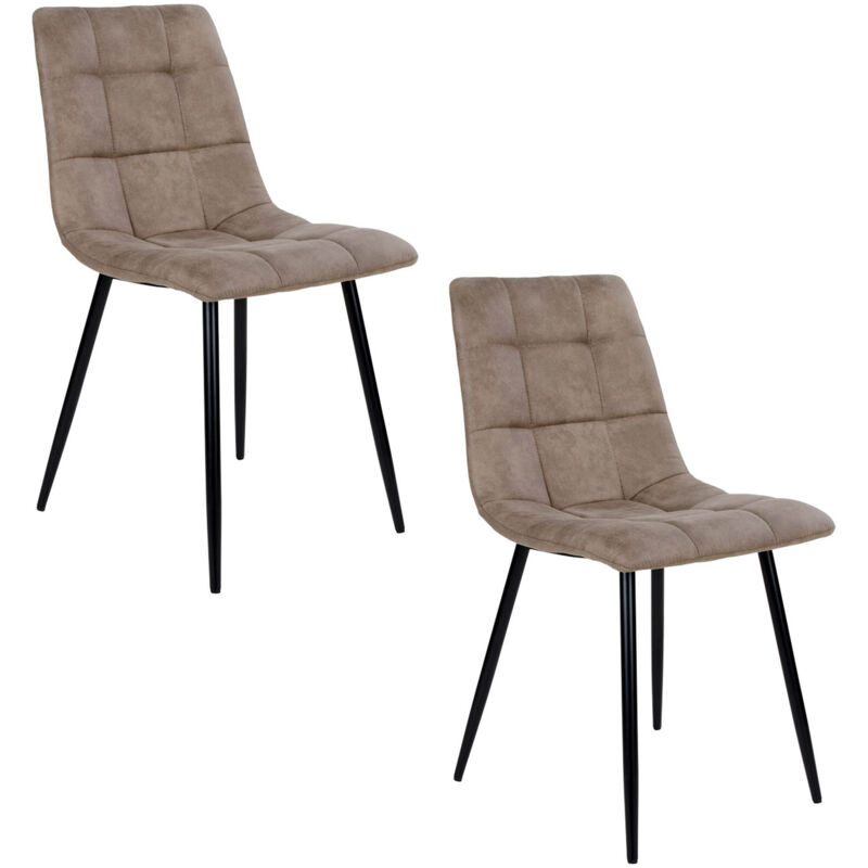 M&s - Lot de 2 chaises 55x44x86 cm en tissu marron clair - geller