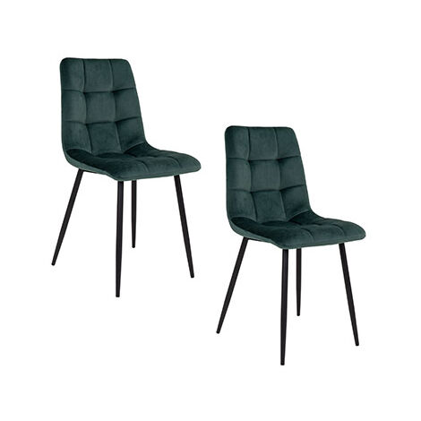 Lot de 2 chaises 55x44x86 cm en velours vert foncé - GELLER