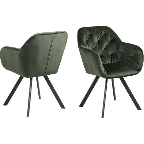 Lot de 2 chaises 57,5x61,5x81,5 cm en velours vert foncé - GABY
